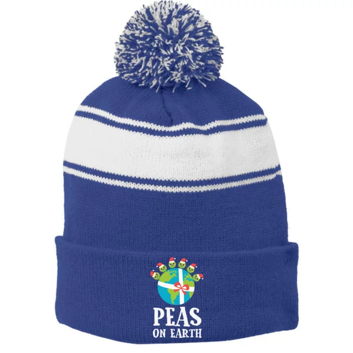 Pun Christmas Sayings Peas On Earth Funny Xmas Gift Stripe Pom Pom Beanie