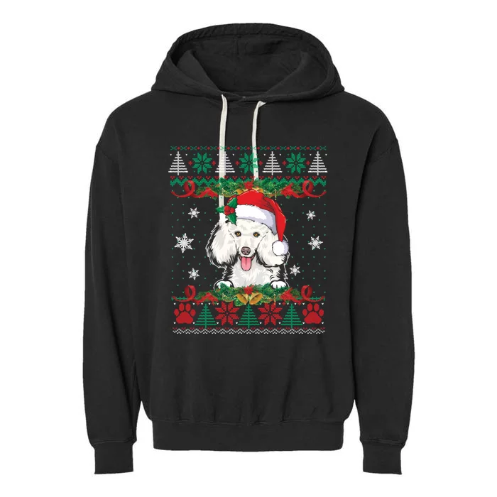 Poodle Christmas Santa Ugly Sweater Dog Lover Xmas Pajama Great Gift Garment-Dyed Fleece Hoodie