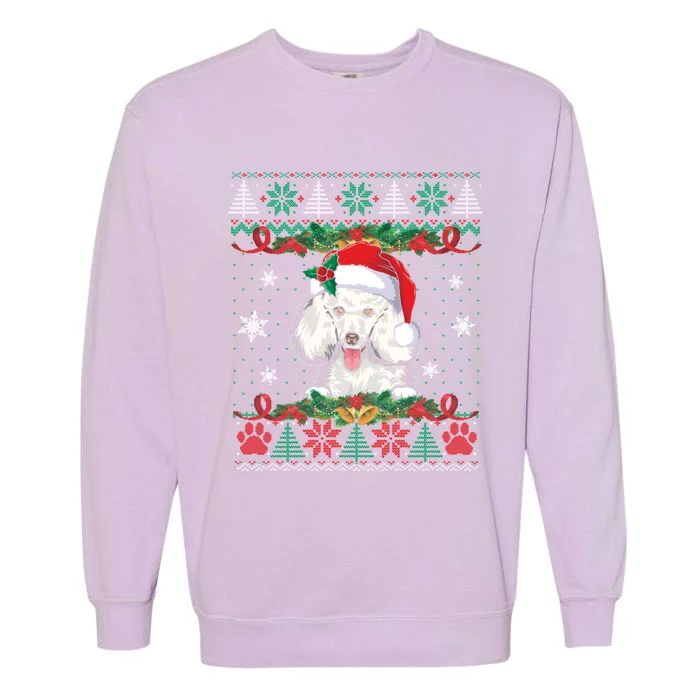 Poodle Christmas Santa Ugly Sweater Dog Lover Xmas Pajama Great Gift Garment-Dyed Sweatshirt