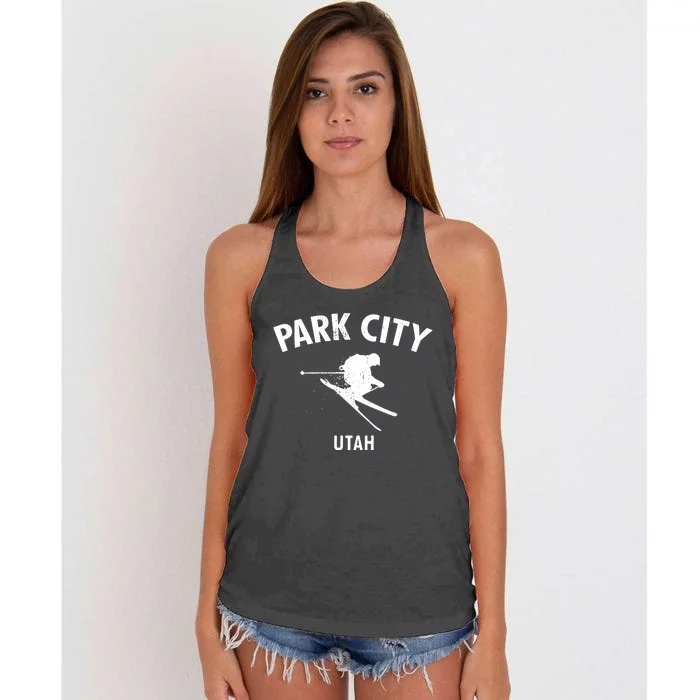 Park City Skiing Ski Utah Gift Funny Women's Knotted Racerback Tank