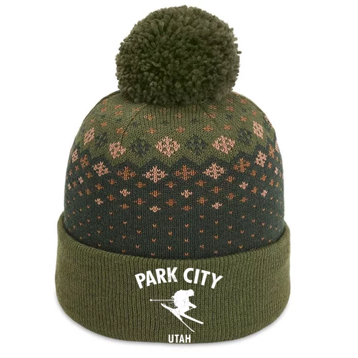 Park City Skiing Ski Utah Gift Funny The Baniff Cuffed Pom Beanie