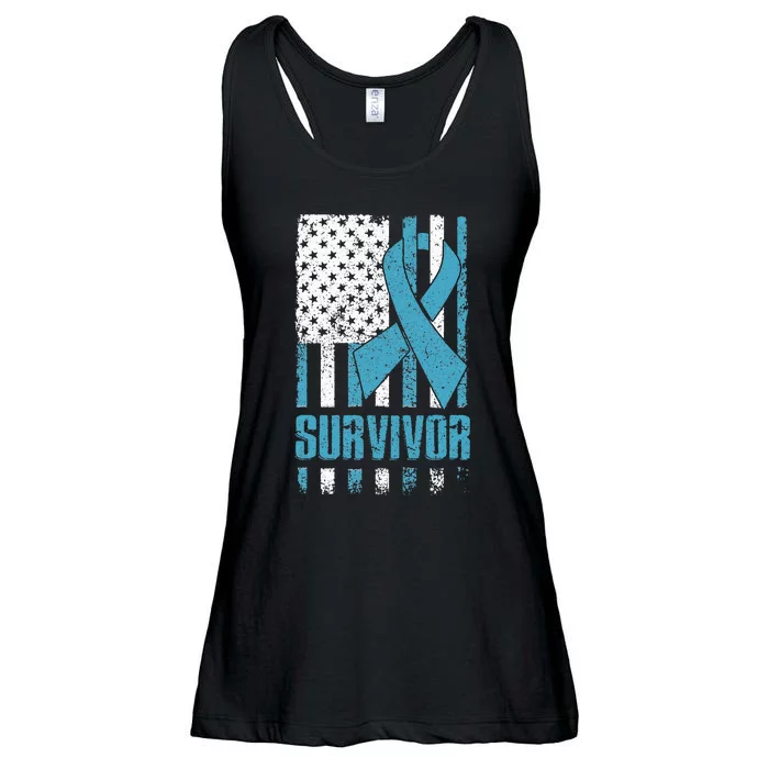 Prostate Cancer Survivor Bold Blue Ribbon Ladies Essential Flowy Tank