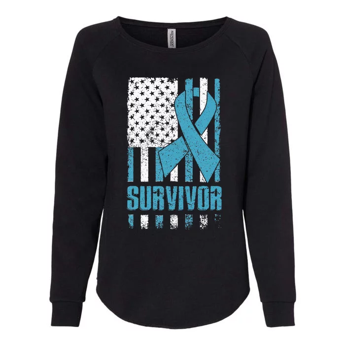 Prostate Cancer Survivor Bold Blue Ribbon Womens California Wash Sweatshirt