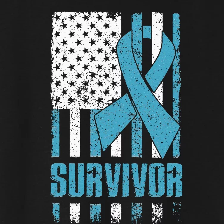 Prostate Cancer Survivor Bold Blue Ribbon Women's Crop Top Tee