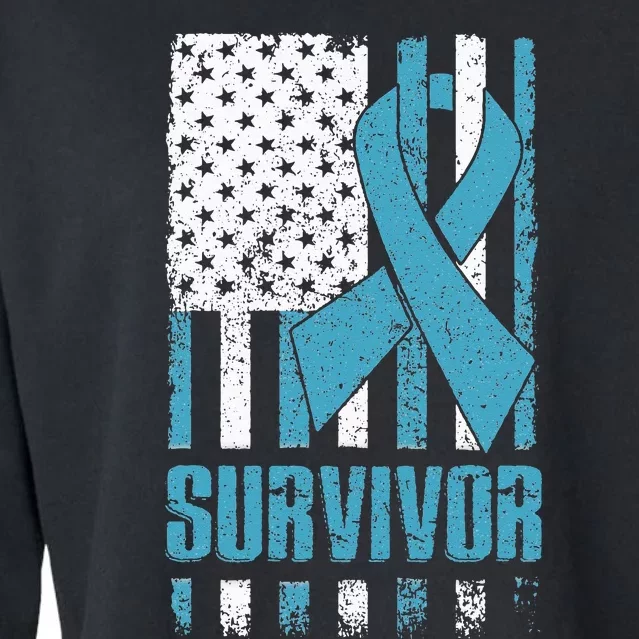 Prostate Cancer Survivor Bold Blue Ribbon Cropped Pullover Crew