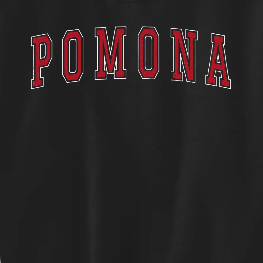 Pomona California Souvenir Vacation College Style Red Text Kids Sweatshirt