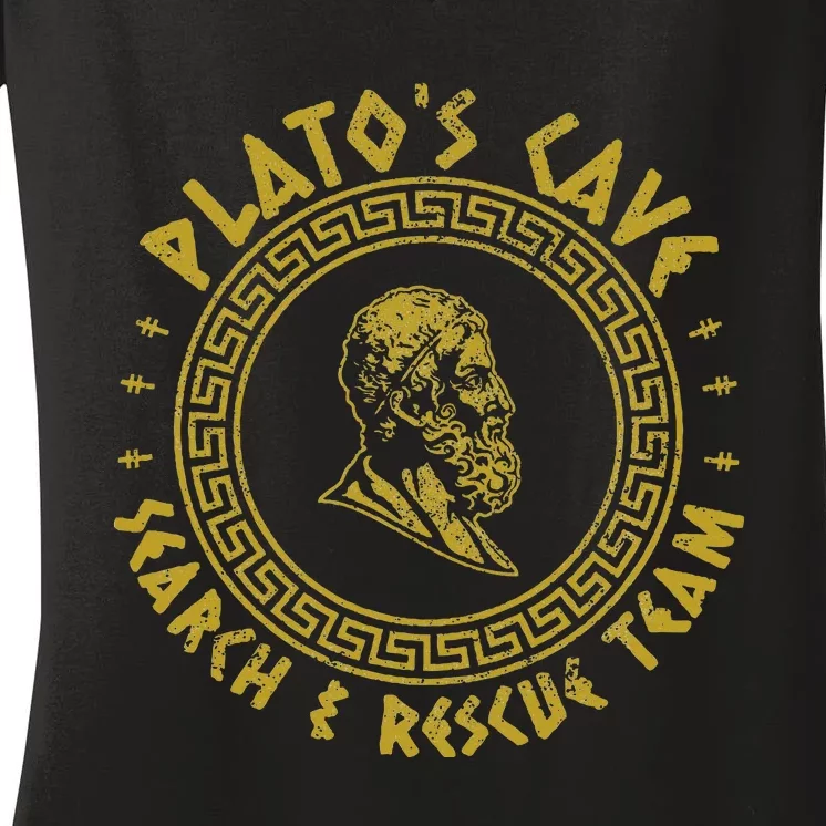 PlatoS Cave Search And Rescue Teams Funny Philosophy Women's V-Neck T-Shirt