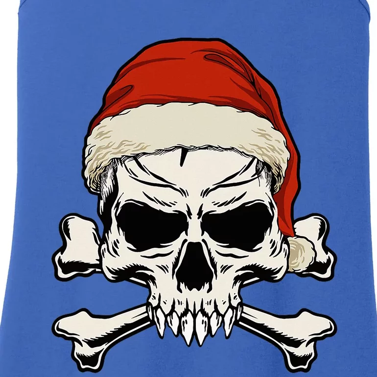 Pirate Christmas Skull & Crossbones Santa Hat. Goth Pirate Ladies Essential Tank