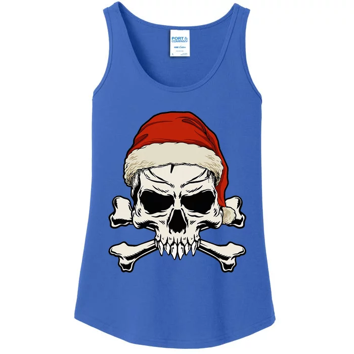 Pirate Christmas Skull & Crossbones Santa Hat. Goth Pirate Ladies Essential Tank