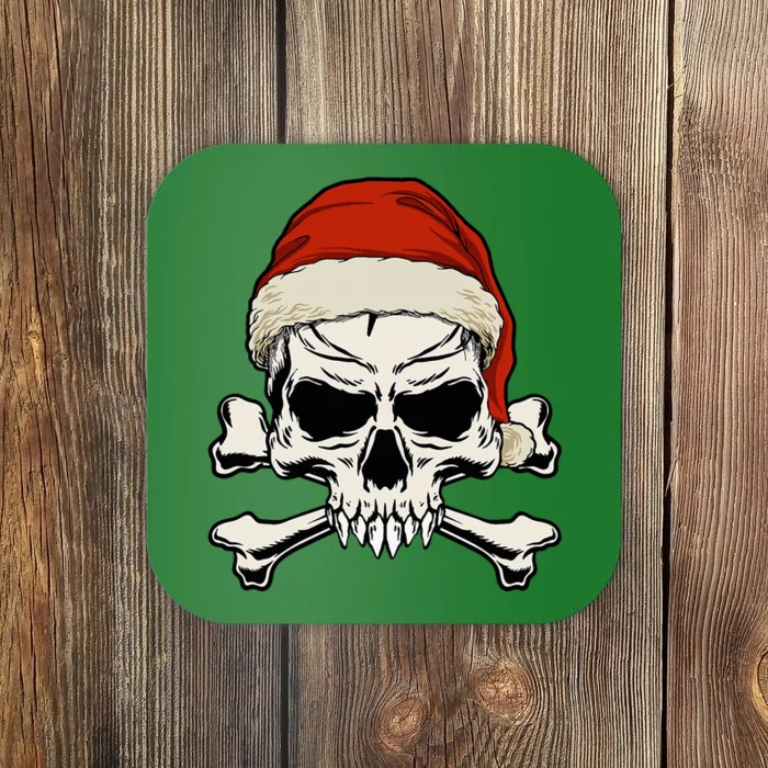 Pirate Christmas Skull & Crossbones Santa Hat. Goth Pirate Coaster