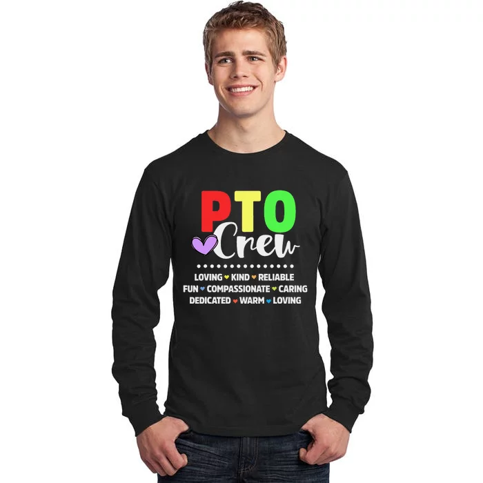 PTO Crew School Volunteer Parent Teacher Tall Long Sleeve T-Shirt