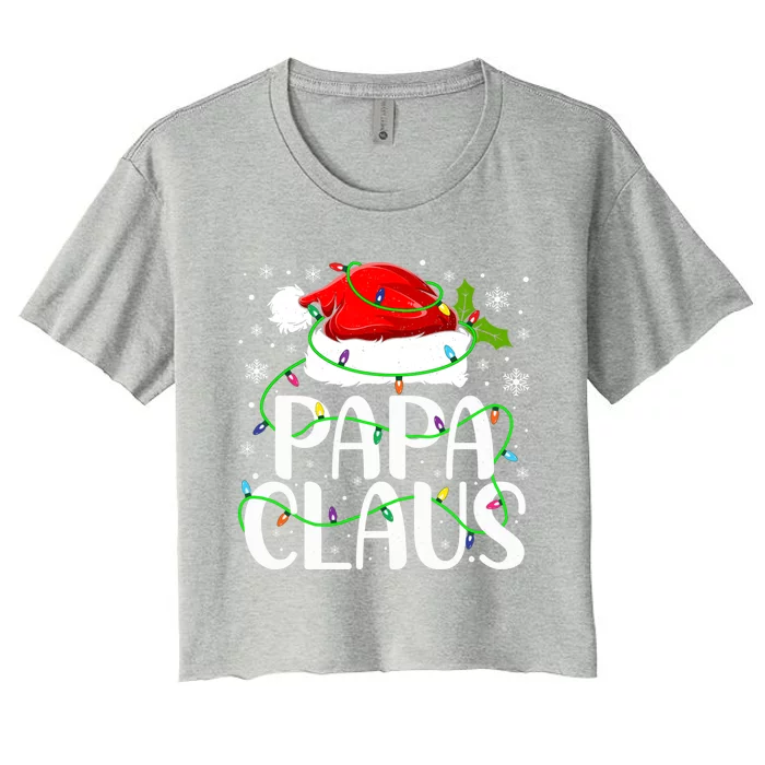 Papa Claus Santa Funny Christmas Pajama Matching Family Gift Women's Crop Top Tee