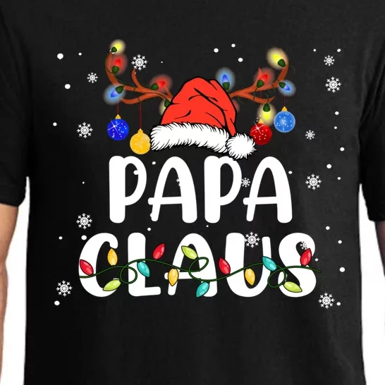 Papa Claus Santa Reindeer Xmas Lights Funny Family Christmas Gift Pajama Set