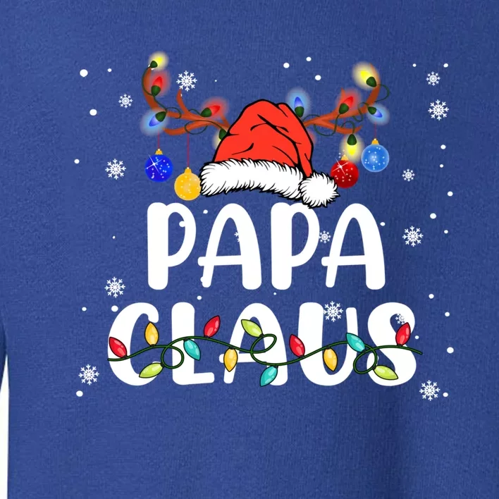 Papa Claus Santa Reindeer Xmas Lights Funny Family Christmas Gift Toddler Sweatshirt