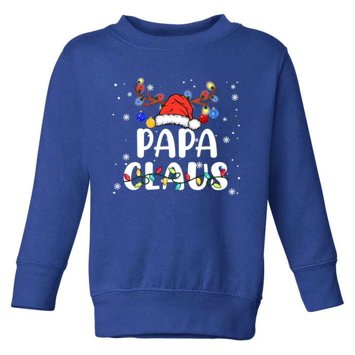 Papa Claus Santa Reindeer Xmas Lights Funny Family Christmas Gift Toddler Sweatshirt