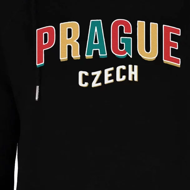 Prague Czech Souvenir Colorful Retro Style Womens Funnel Neck Pullover Hood