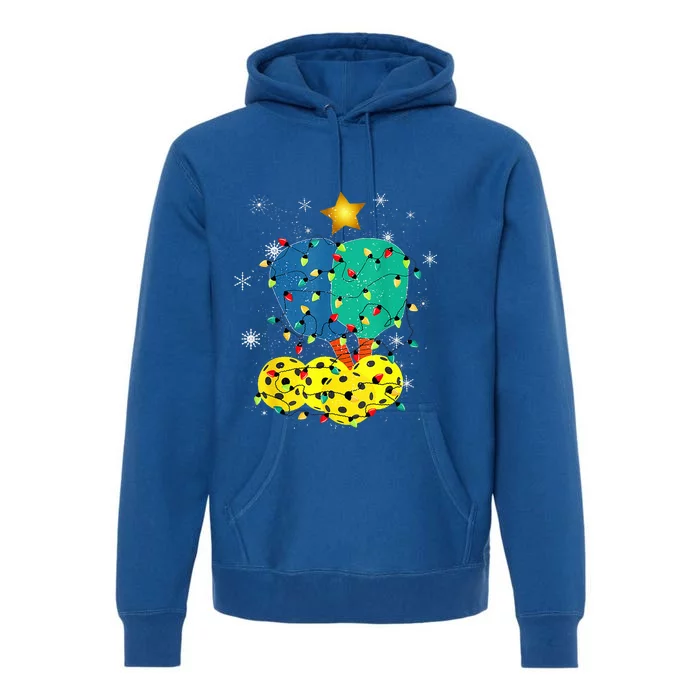 Pickleball Christmas Santa Pickleball X Mas Lights Premium Hoodie