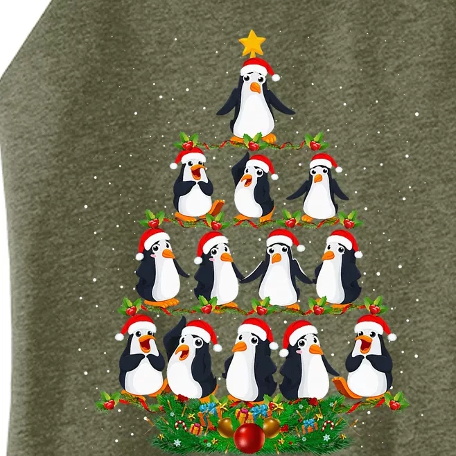 Penguin Christmas Tree Funny Penguin Lover Xmas Women’s Perfect Tri Rocker Tank