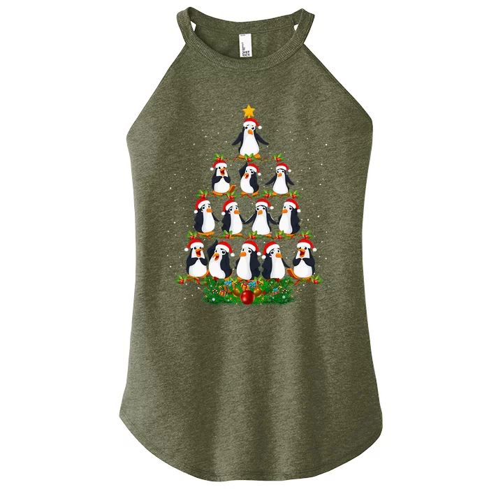 Penguin Christmas Tree Funny Penguin Lover Xmas Women’s Perfect Tri Rocker Tank