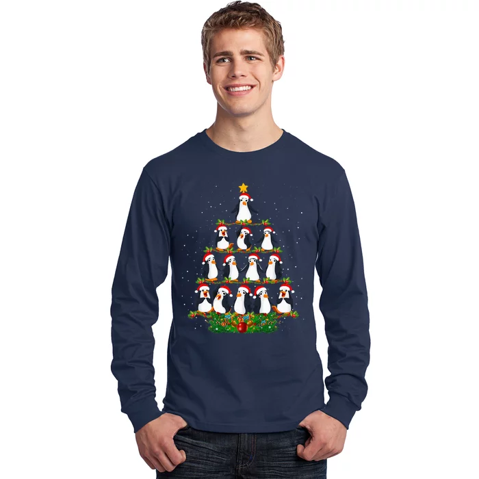 Penguin Christmas Tree Funny Penguin Lover Xmas Long Sleeve Shirt