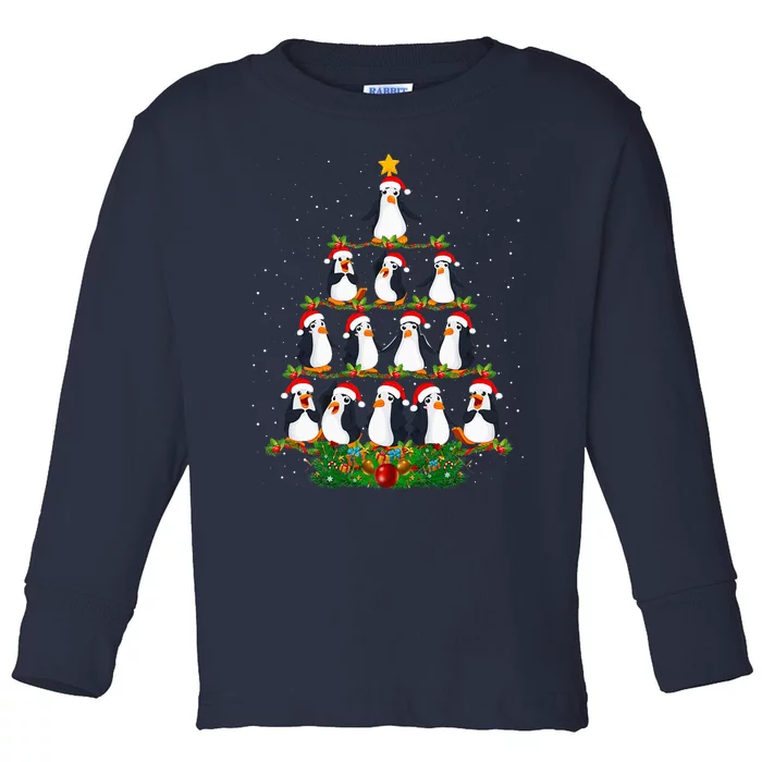 Penguin Christmas Tree Funny Penguin Lover Xmas Toddler Long Sleeve Shirt