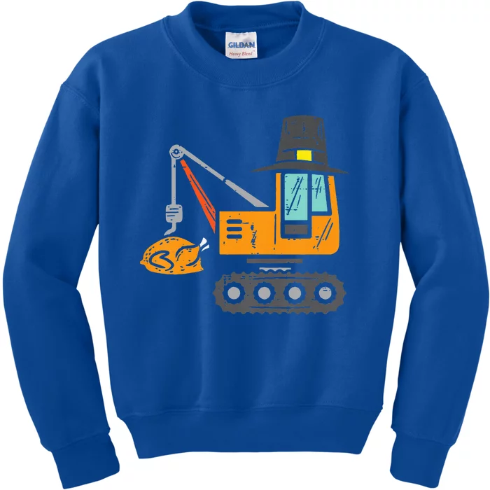 Pilgrim Crane Turkey Thanksgiving Truck Kids Sweatshirt