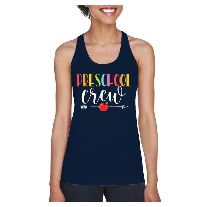 Preschool Crew Teacher Funny First Day Of School Women's Racerback Tank