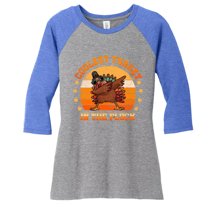 Ph Coolest Turkey Dabbing Thanksgiving Lover Gift Vintage Gift Women's Tri-Blend 3/4-Sleeve Raglan Shirt