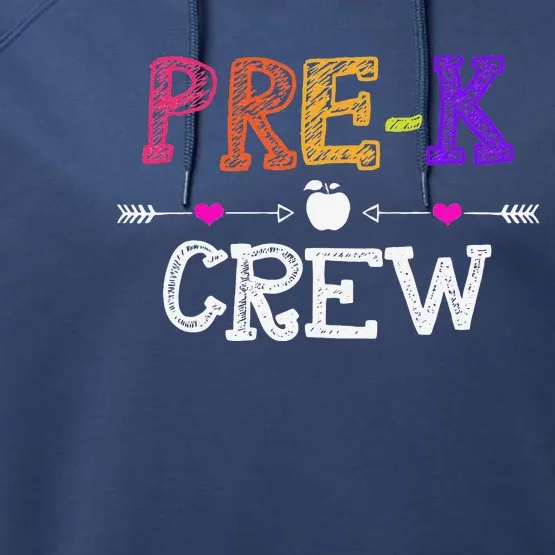 Prek Crew Teacher Funny First Day Of School Gift Performance Fleece Hoodie