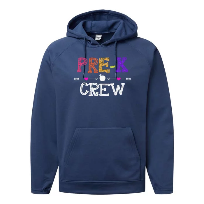 Prek Crew Teacher Funny First Day Of School Gift Performance Fleece Hoodie