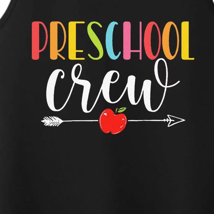 Preschool Crew Teacher Funny First Day Of School Performance Tank