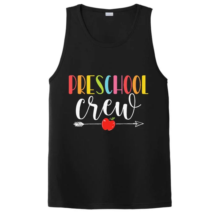 Preschool Crew Teacher Funny First Day Of School Performance Tank