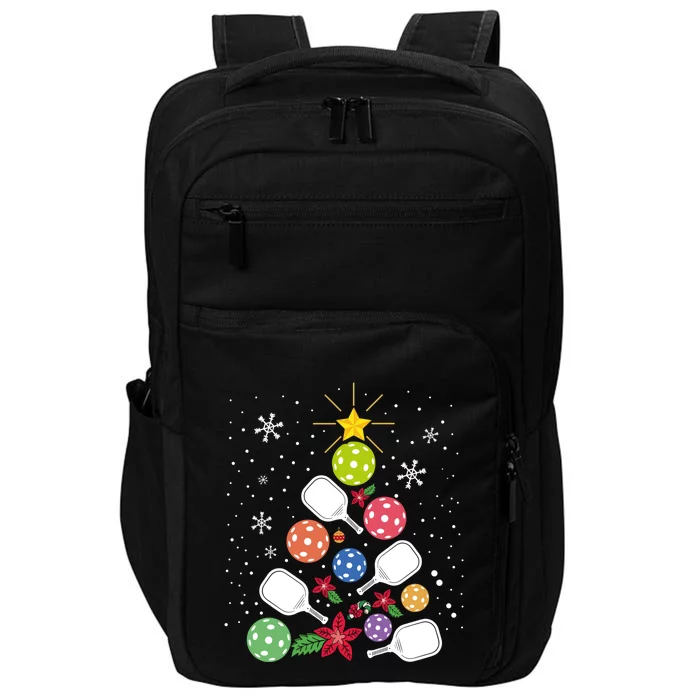 Pickleball Christmas Tree Santa Pickleball Xmas Lights Cute Gift Impact Tech Backpack