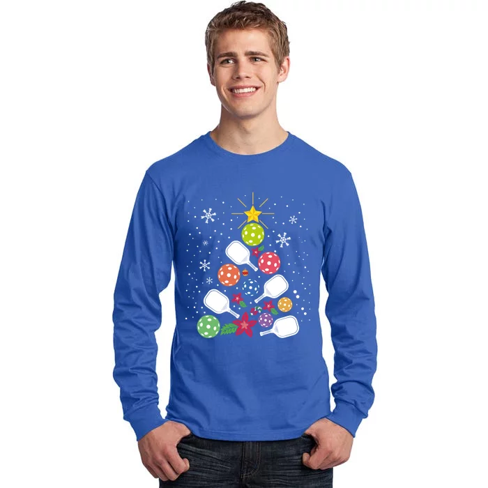 Pickleball Christmas Tree Santa Pickleball Xmas Lights Cute Gift Tall Long Sleeve T-Shirt