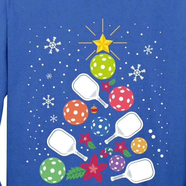 Pickleball Christmas Tree Santa Pickleball Xmas Lights Cute Gift Tall Long Sleeve T-Shirt