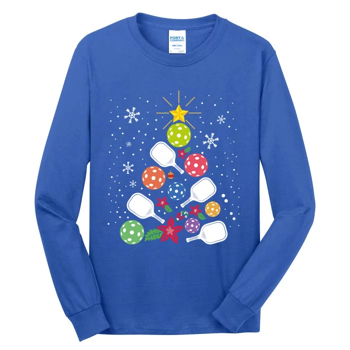 Pickleball Christmas Tree Santa Pickleball Xmas Lights Cute Gift Tall Long Sleeve T-Shirt