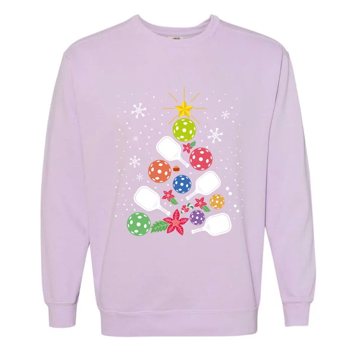 Pickleball Christmas Tree Santa Pickleball Xmas Lights Cute Gift Garment-Dyed Sweatshirt