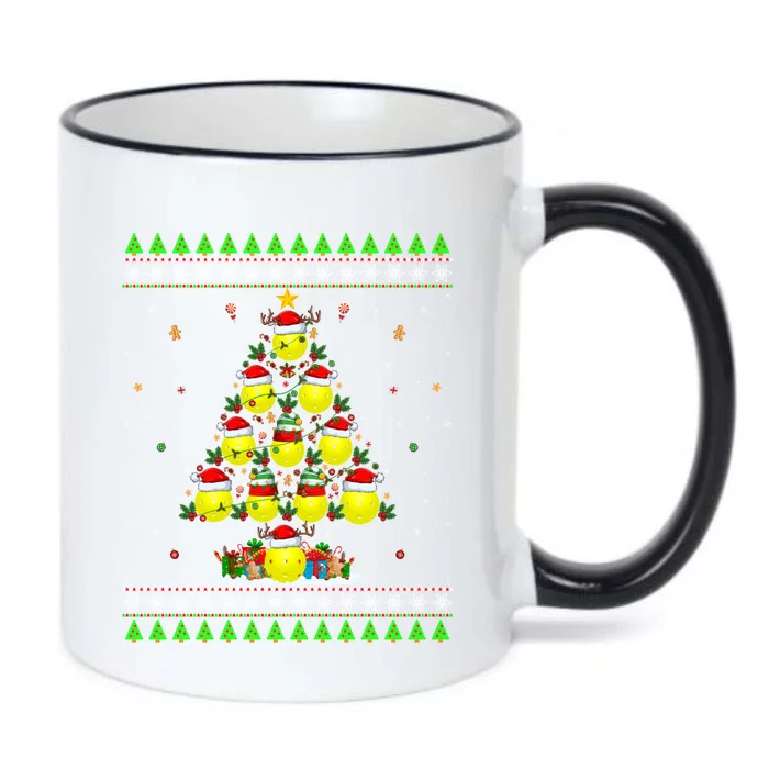 Pickleball Christmas Tree Ugly Sweater Santa Pickleball Xmas Gift Black Color Changing Mug