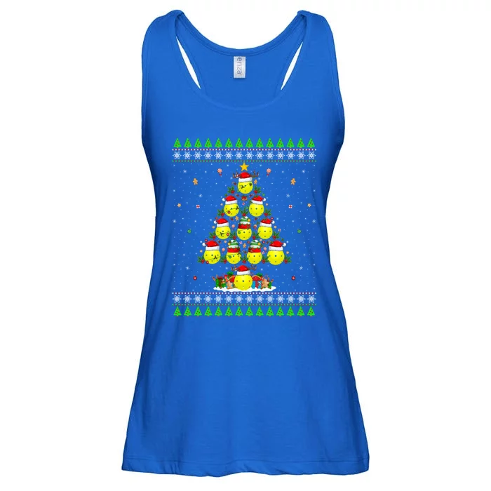 Pickleball Christmas Tree Ugly Sweater Santa Pickleball Xmas Gift Ladies Essential Flowy Tank