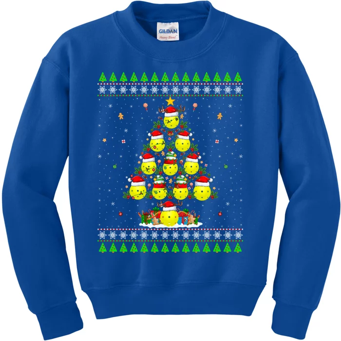 Pickleball Christmas Tree Ugly Sweater Santa Pickleball Xmas Gift Kids Sweatshirt