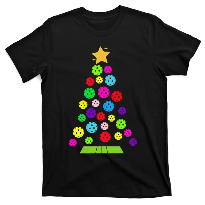 Pickleball Christmas Tree Santa Pickleball X Mas Lights T-Shirt