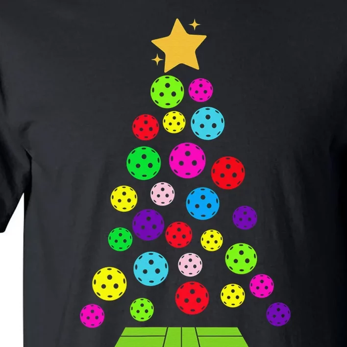 Pickleball Christmas Tree Santa Pickleball X Mas Lights Tall T-Shirt