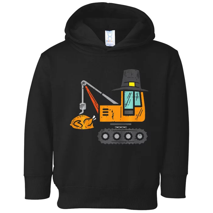 Pilgrim Crane Turkey Thanksgiving Truck Toddler Hoodie