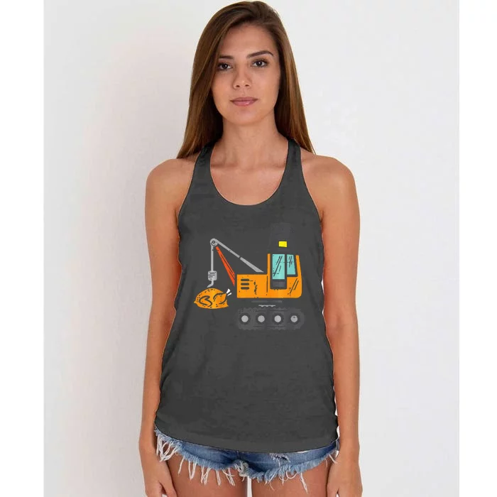 Pilgrim Crane Turkey Thanksgiving Truck Women's Knotted Racerback Tank