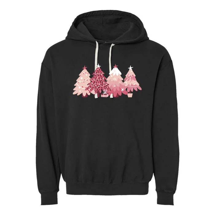 Pink Christmas Tree Holiday Garment-Dyed Fleece Hoodie