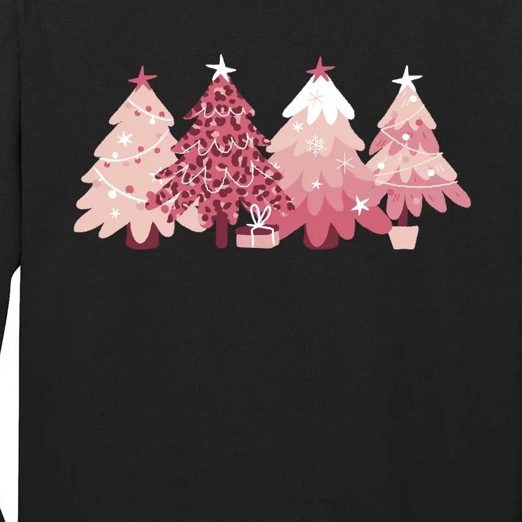 Pink Christmas Tree Holiday Tall Long Sleeve T-Shirt