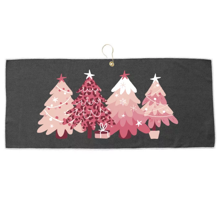 Pink Christmas Tree Holiday Large Microfiber Waffle Golf Towel