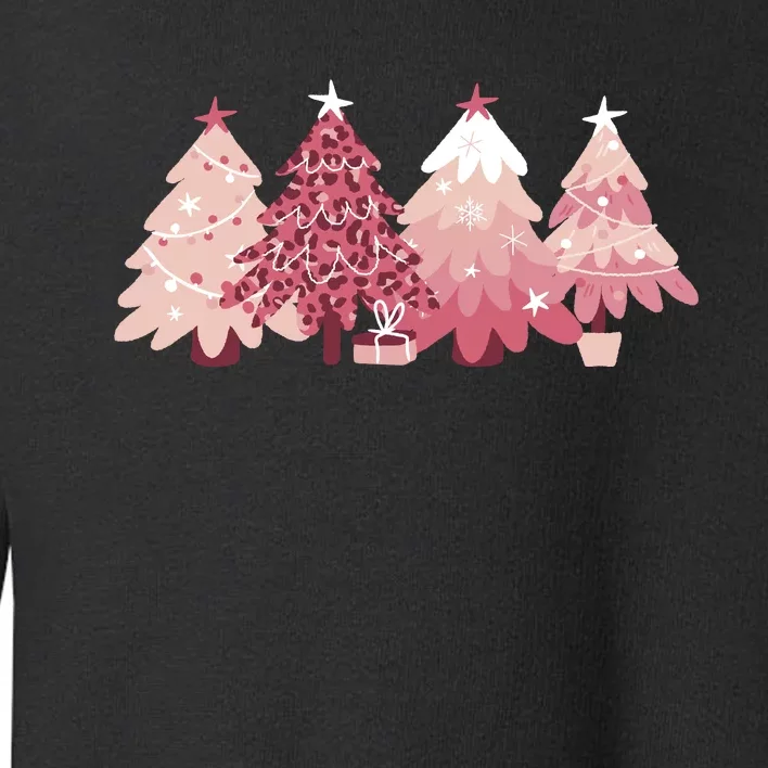 Pink Christmas Tree Holiday Toddler Sweatshirt