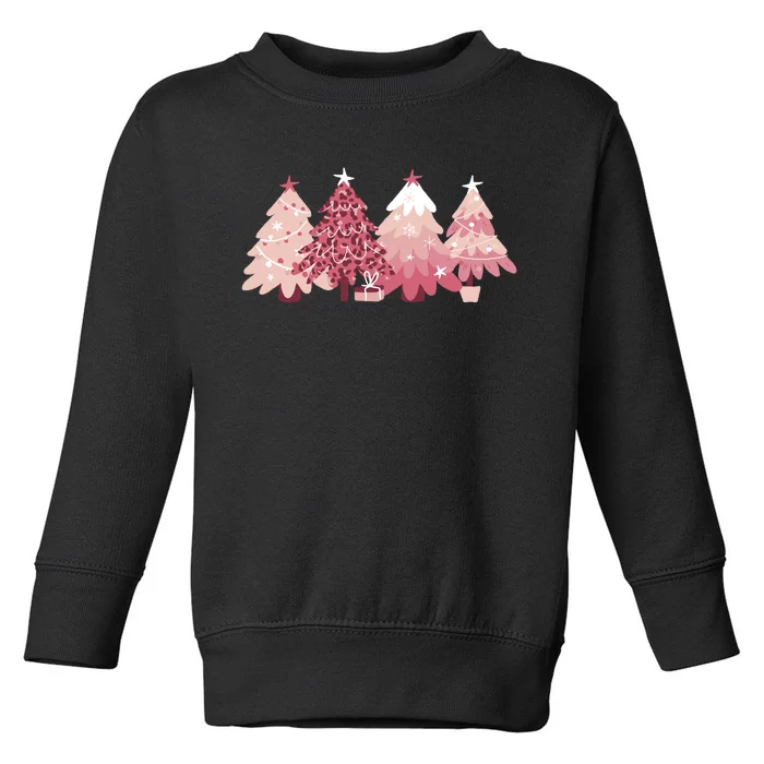 Pink Christmas Tree Holiday Toddler Sweatshirt