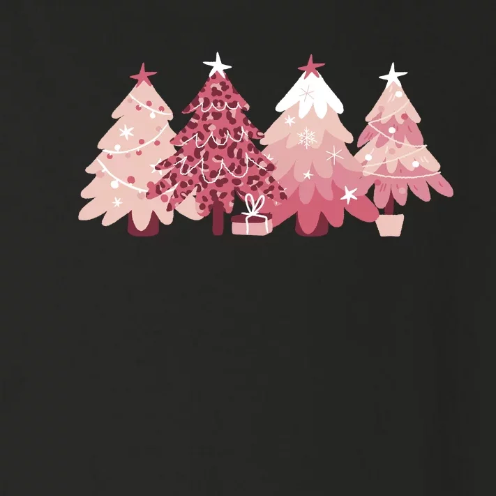 Pink Christmas Tree Holiday Toddler Long Sleeve Shirt